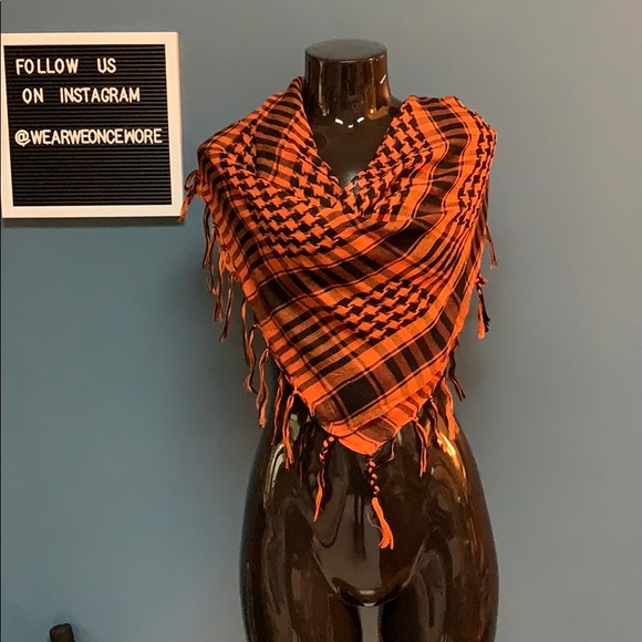 Black and Orange Printed Scarf - Picture 1 of 4